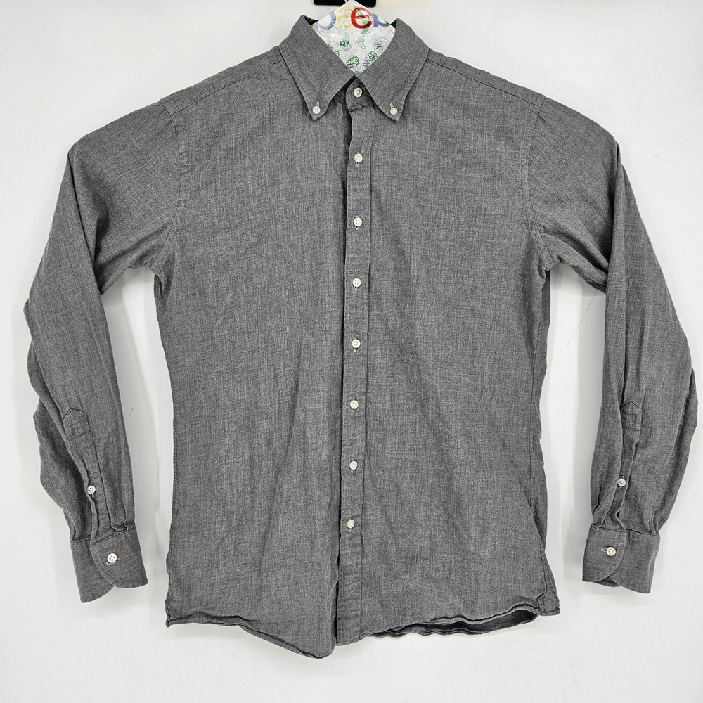 Proper Cloth Shirt Mens Size 16.5 Gray Button‎ Up Long Sleeve Preppy Casual